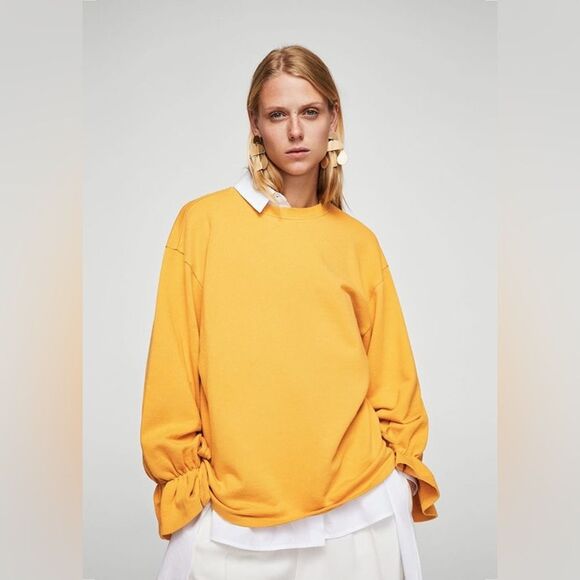 Mango Bow Cotton Sweatshirt Mustard Yellow - Picture 2 of 6